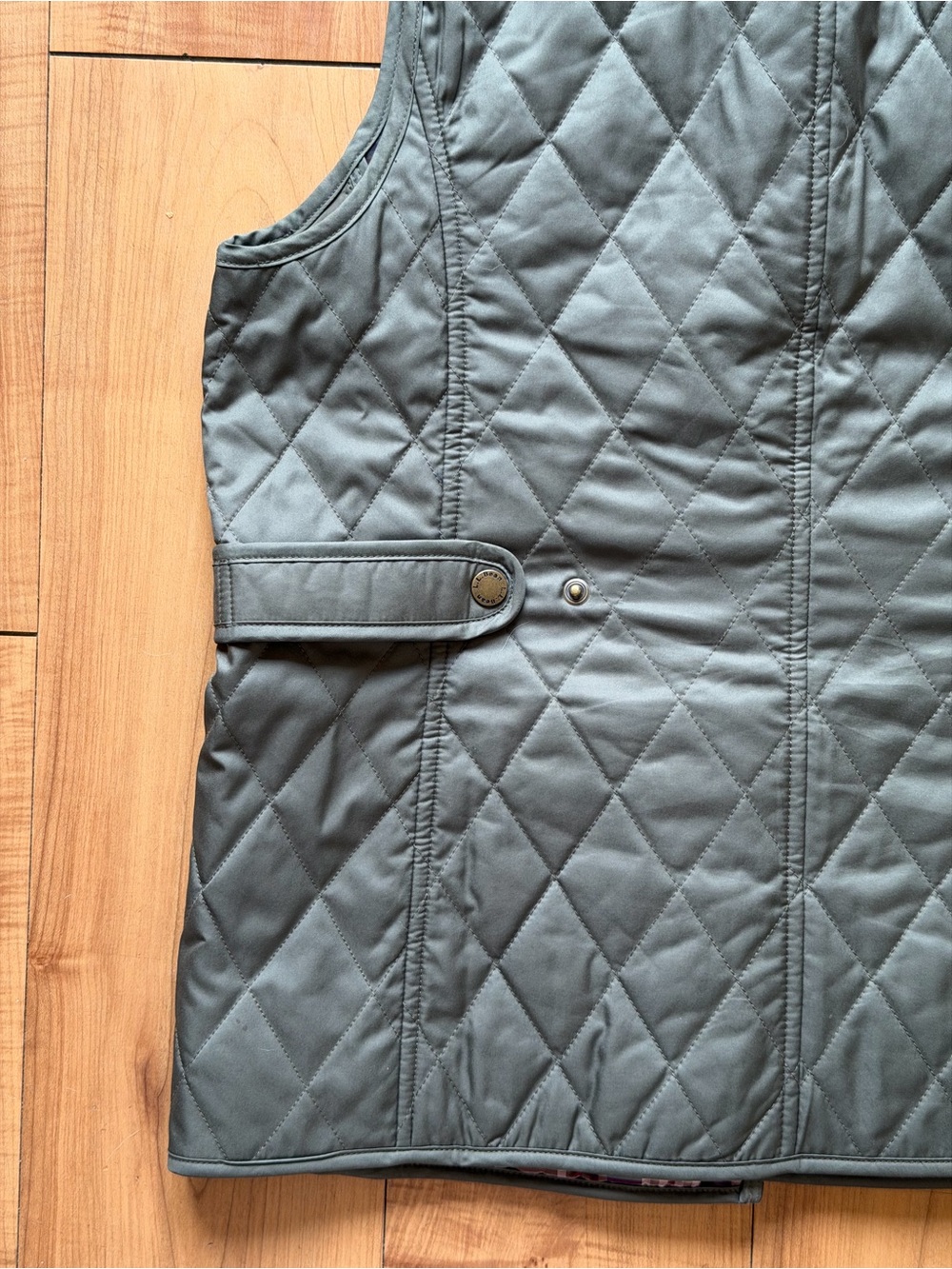 L.L.Bean Quilted Puffer Vest Olive Green Snap Zip Women’s Small Regular - Picture 10 of 11